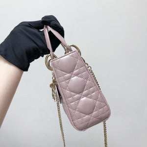 Mini Lady Dior Bag In Baby Pearly Pink with Champaign Hardware