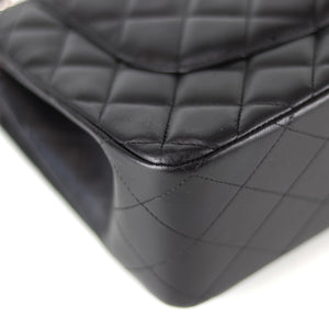 Jumbo Double Flap in Black Lambskin with SHW