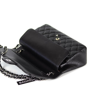 Jumbo Double Flap in Black Lambskin with SHW