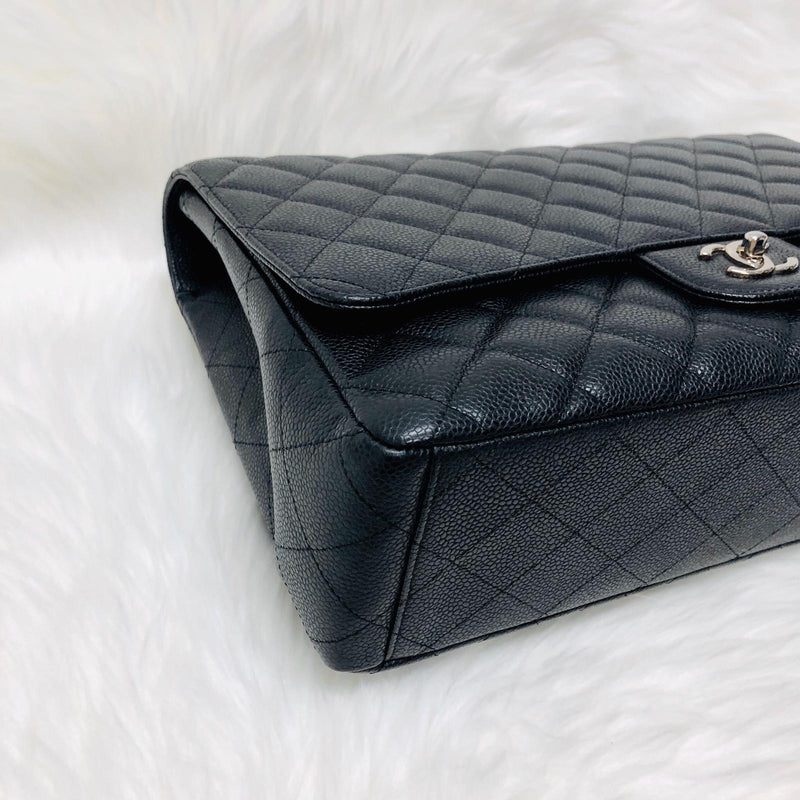 Classic Single Flap Maxi in Black Caviar Leather with SHW