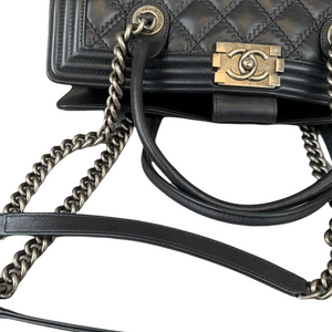 Double Stitched Boy Calf Tote Black RHW