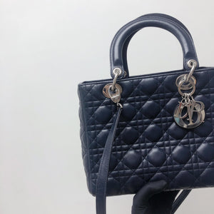 Cannage Lambskin Lady Dior Medium Dark Blue