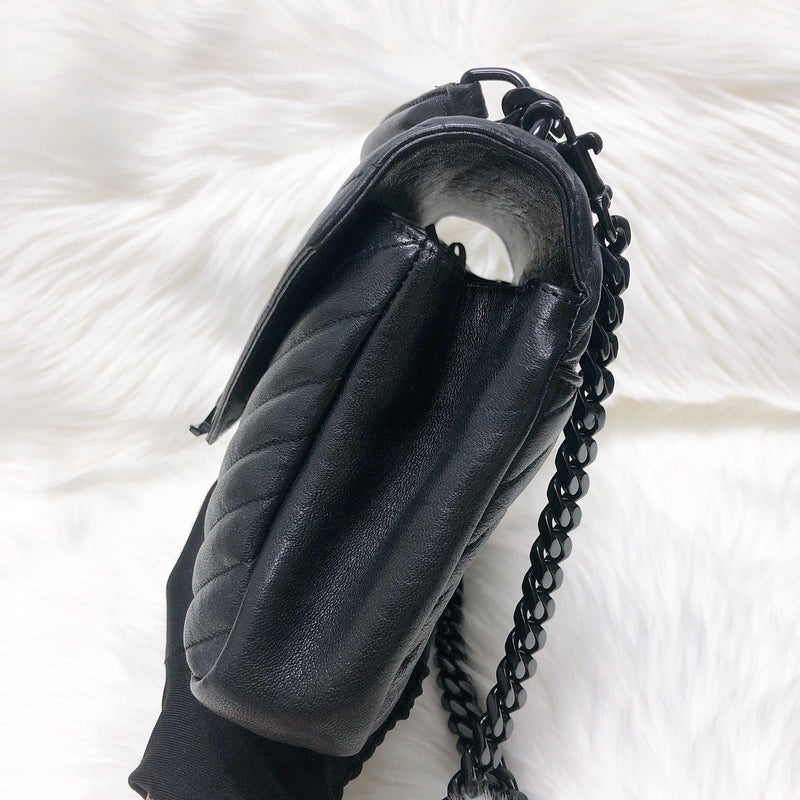 Medium College Leather Bag Black