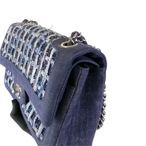 Tweed/Denim Medium Classic Flap Blue