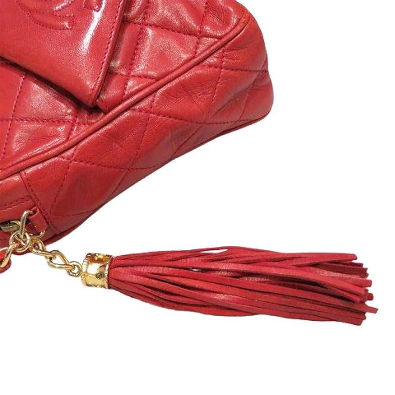 Chanel CC Lambskin Leather Crossbody Red