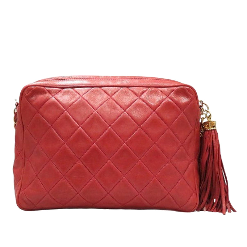 Chanel CC Lambskin Leather Crossbody Red