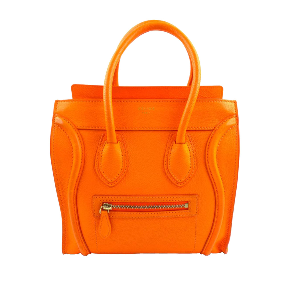 Micro Luggage Leather Handbag Orange - Bag Religion