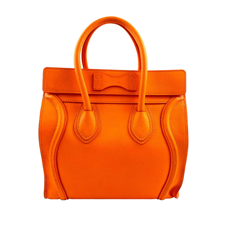 Micro Luggage Leather Handbag Orange - Bag Religion