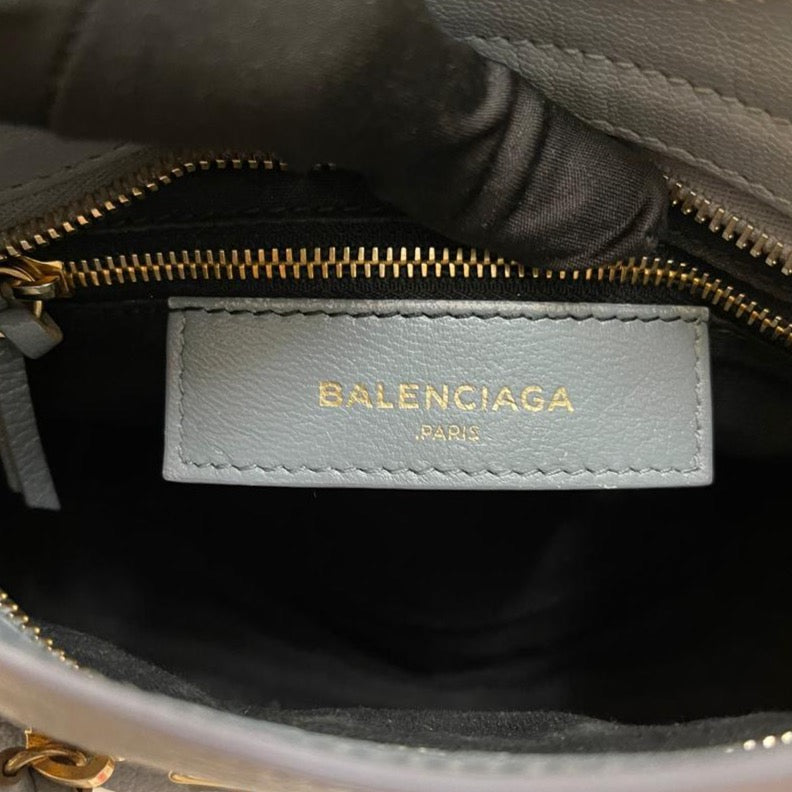 Balenciaga City Nano Metallic Leather Shoulder Bag in Gray