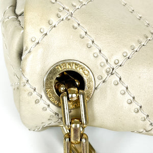 Calfskin Quilted Medium Wild Stitch Flap Beige