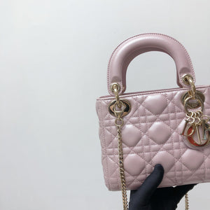 Mini Lady Dior Bag In Baby Pearly Pink with Champaign Hardware