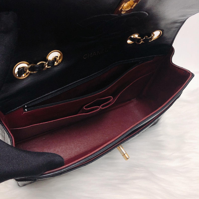 Vintage Rare Flap Bag Quilted Lambskin Medium Black