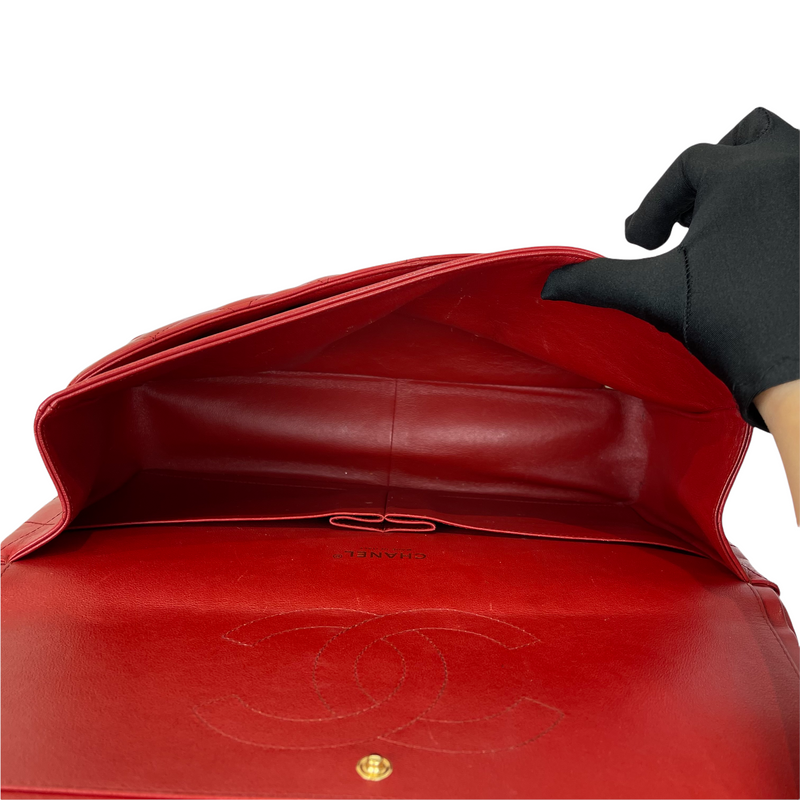 Double Flap Maxi Lambskin Red GHW