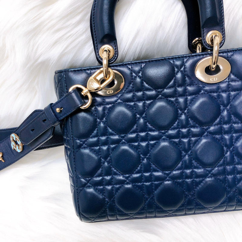 Cannage Lambskin Lucky Badges My Lady Dior Blue | Bag Religion