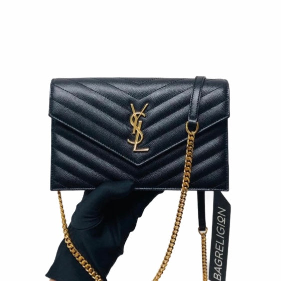 Grain de Poudre Envelope Wallet on Chain in Black