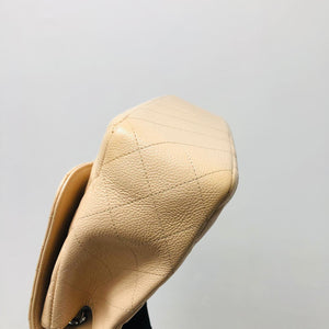 Single Flap Jumbo in Beige Caviar Leather with SHW