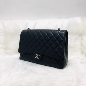 Classic Single Flap Maxi in Black Caviar Leather with SHW