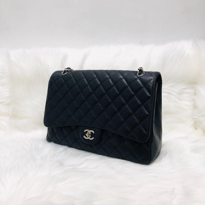 Classic Single Flap Maxi in Black Caviar Leather with SHW