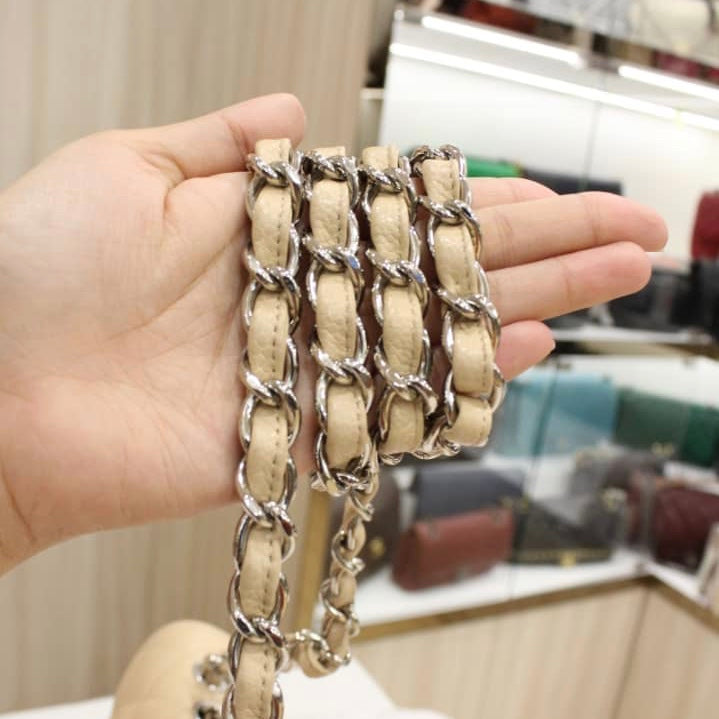 New Single Flap Caviar Jumbo in Light Beige Silver Hardware