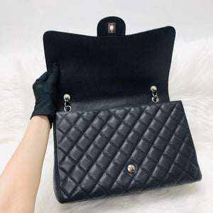 Classic Single Flap Maxi in Black Caviar Leather with SHW