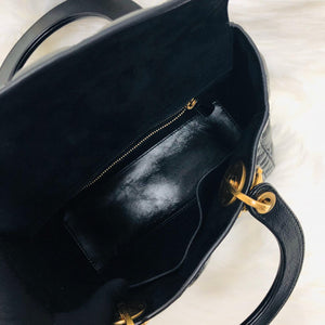 Lady Dior Bag Cannage Lambskin Leather Medium Black with Embellished Strap