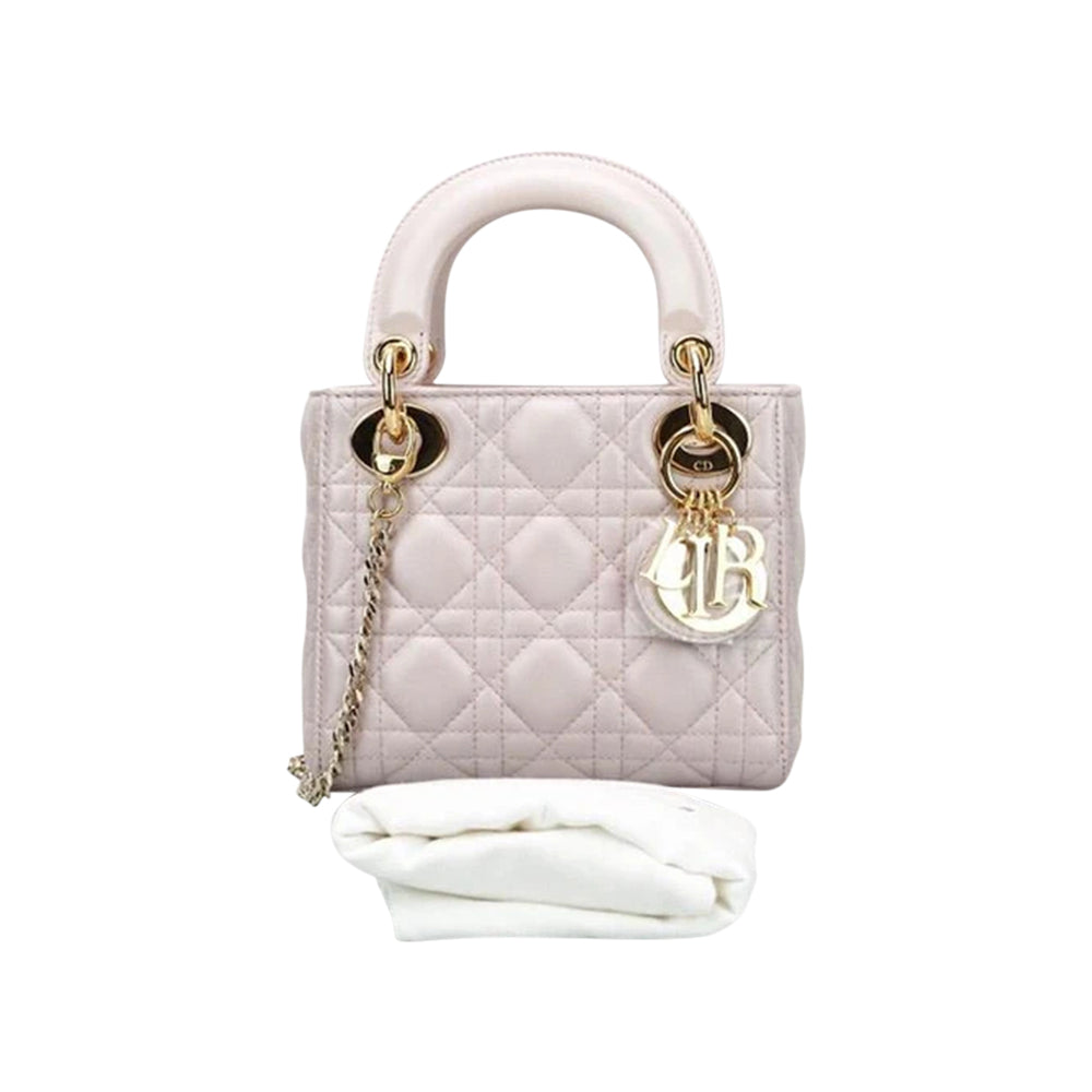 Mini Lady Dior Bag In Baby Pearly Pink with Light Gold Hardware