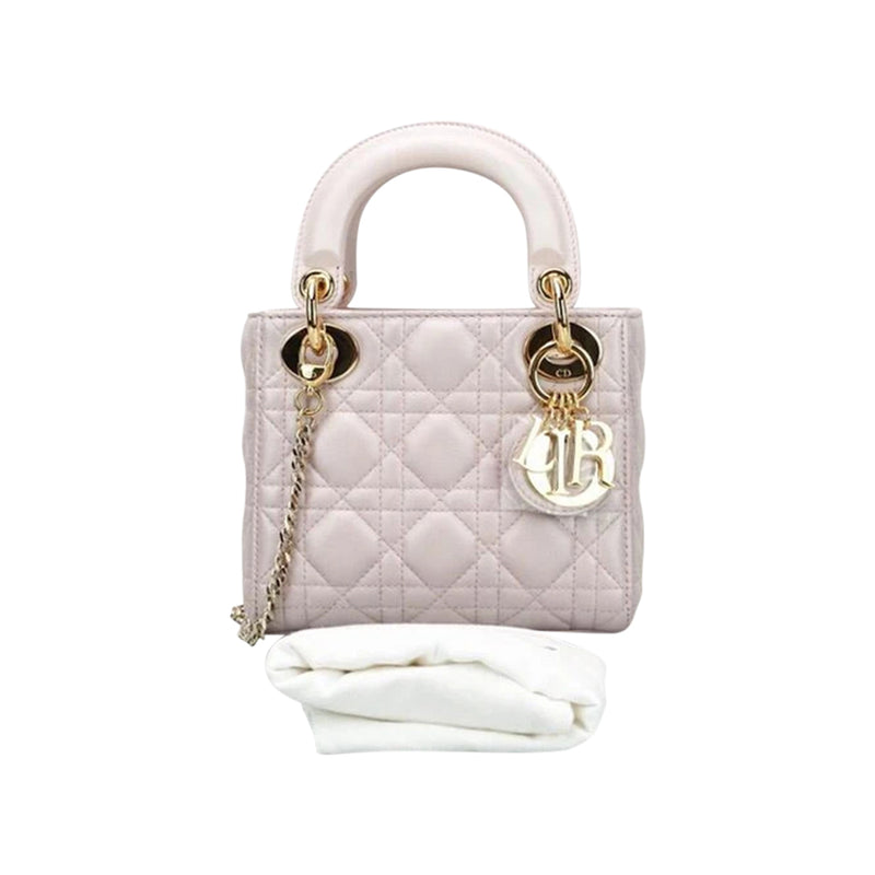 Mini Lady Dior Bag In Baby Pearly Pink with Light Gold Hardware