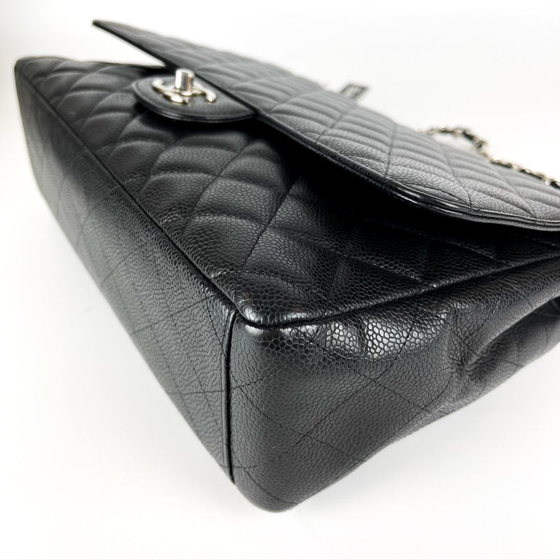 Maxi Single Flap Caviar Leather in Black SHW