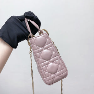 Mini Lady Dior Bag In Baby Pearly Pink with Champaign Hardware