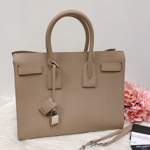 Yves Saint Laurent Classic Small Sac De Jour in Beige Grained Leather
