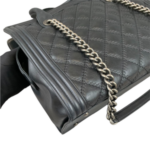 Double Stitched Boy Calf Tote Black RHW
