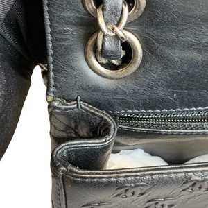 Embossed Calfskin Leather Flap Black RHW