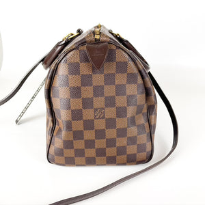 Damier Ebene Speedy 30 Canvas Bag with Strap