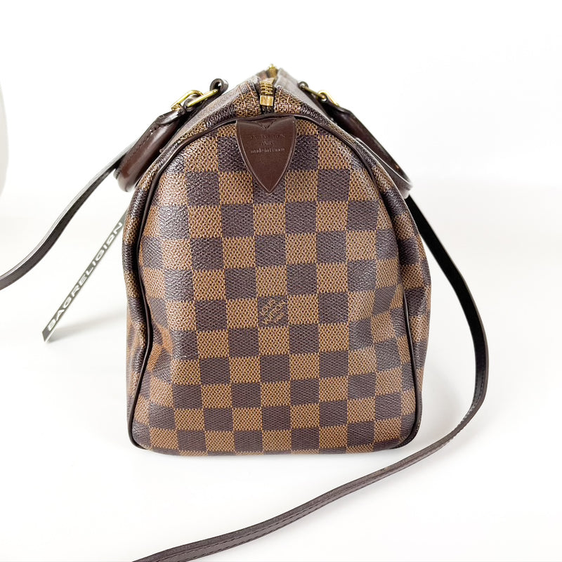 Damier Ebene Speedy 30 Canvas Bag with Strap