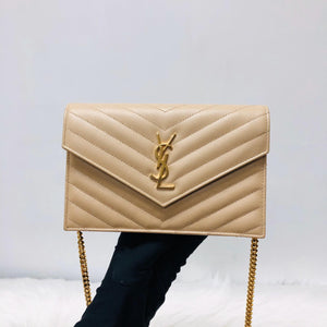 Classic Monogram Small WOC in Beige Grained Leather GHW