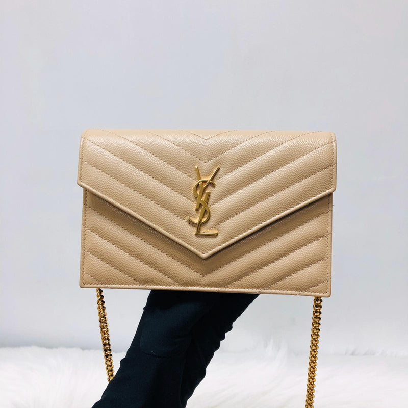 Classic Monogram Small WOC in Beige Grained Leather GHW