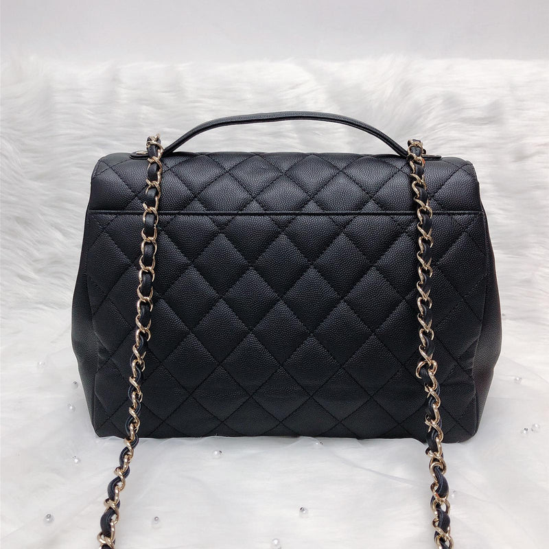 Chanel Business Affinity Top Handle Vanity Case with Chain Quilted