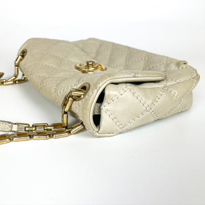 Calfskin Quilted Medium Wild Stitch Flap Beige