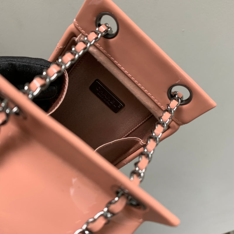 Rare CC Milk Carton Patent Chain Crossbody Bag in Pink