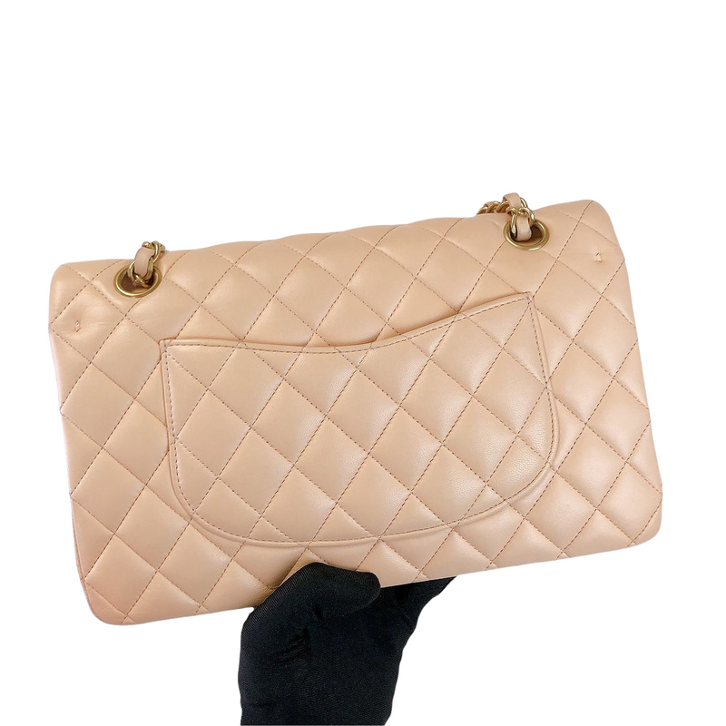 Classic Flap Medium Lambskin Beige GHW