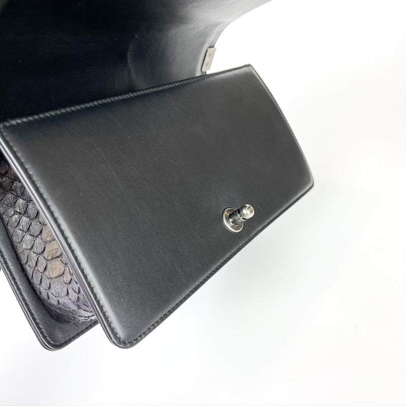 Python Black Old Medium Boy Bag in Black with RHW
