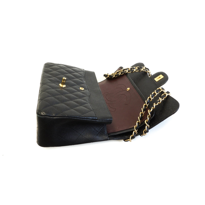 Double Flap Jumbo in Black Caviar Leather