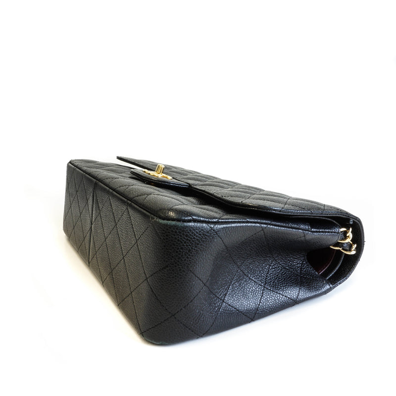 Double Flap Jumbo in Black Caviar Leather