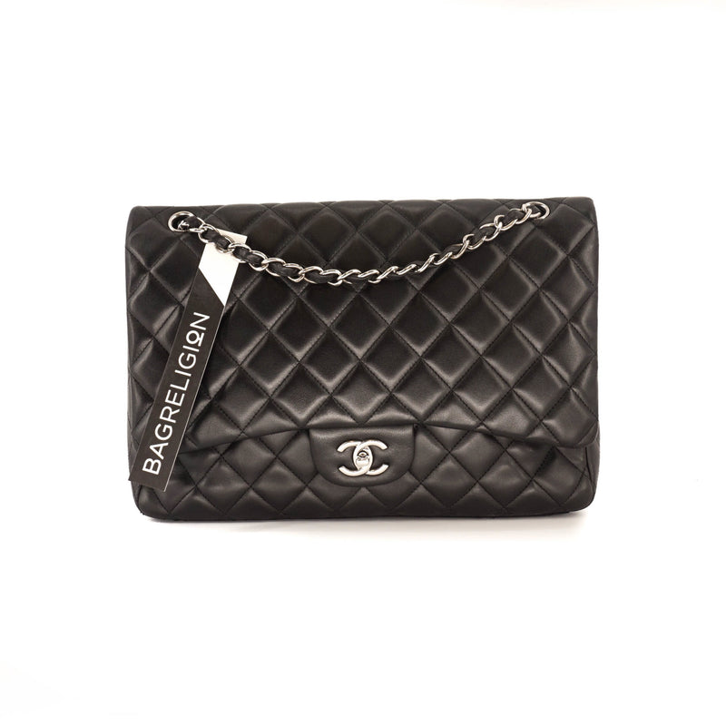 CHANEL Black Lambskin Square Mini Flap Bag LGHW - Timeless Luxuries