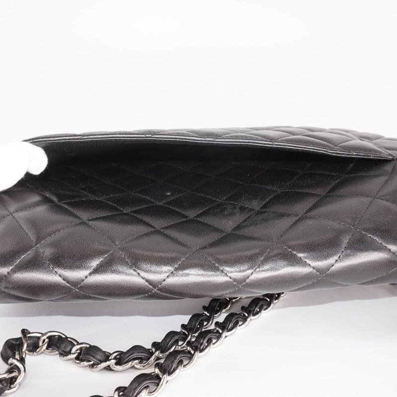 Single Flap Maxi in Black Lambskin Leather with SHW