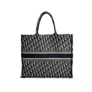 Oblique Book Tote Large Canvas Blue