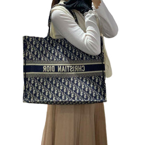 Oblique Book Tote Large Canvas Blue