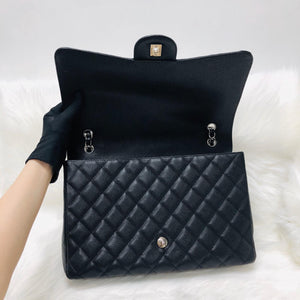 Classic Single Flap Maxi in Black Caviar Leather with SHW