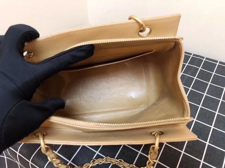 Petite Timeless tote in Beige Caviar with GHW