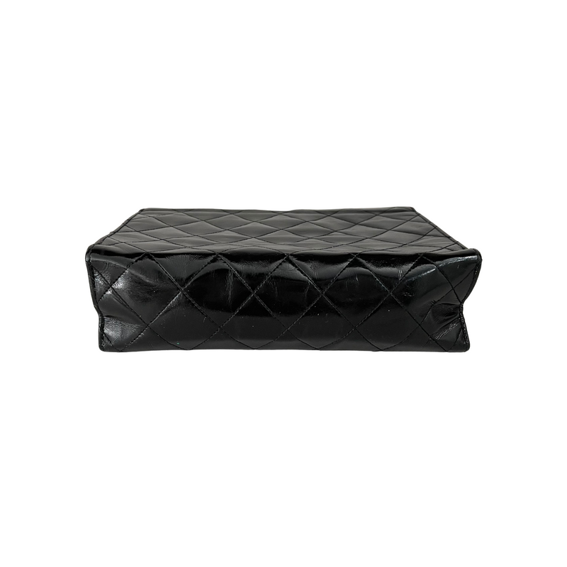 Quilted Patent Leather Envelope Flap Black